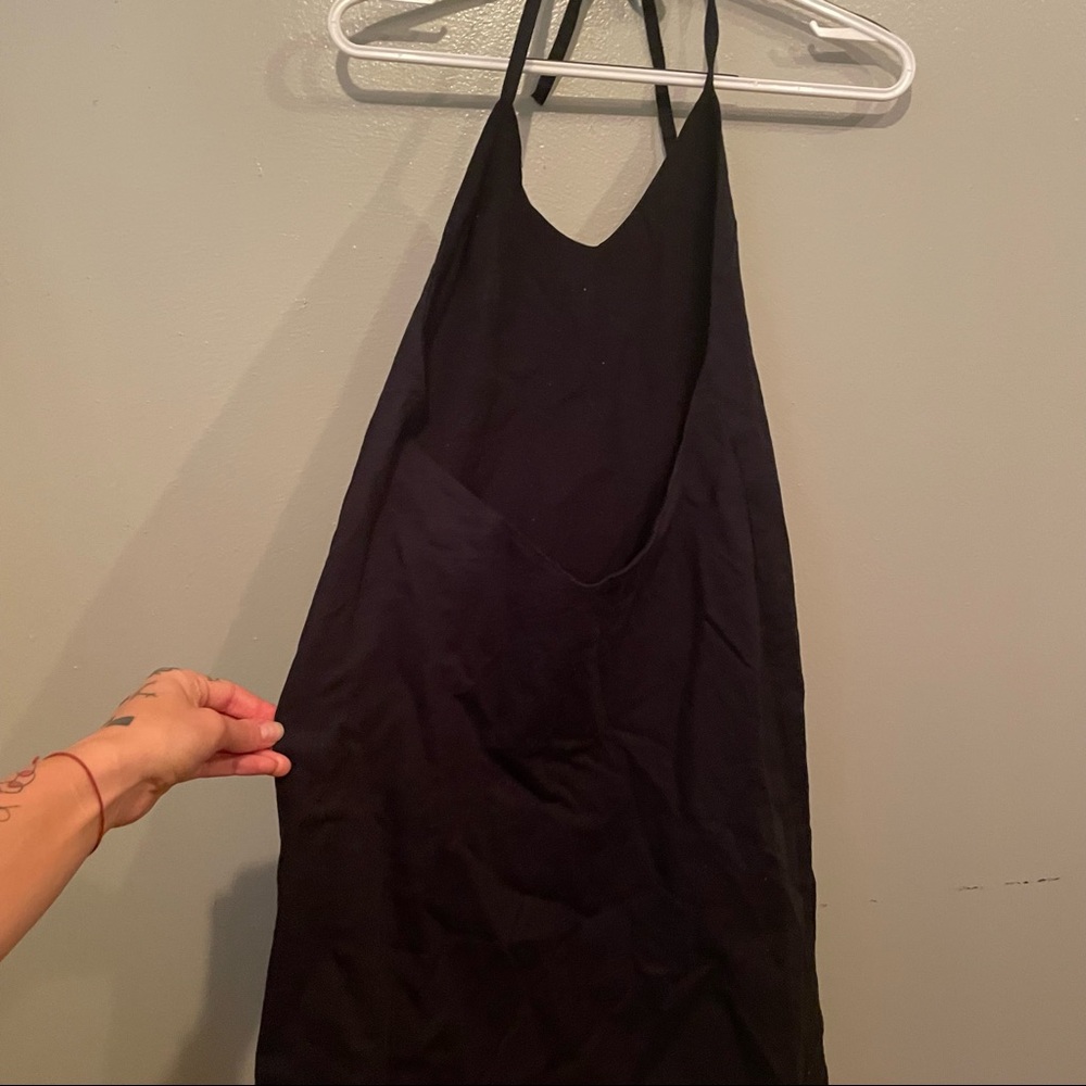 Black linen halter dress